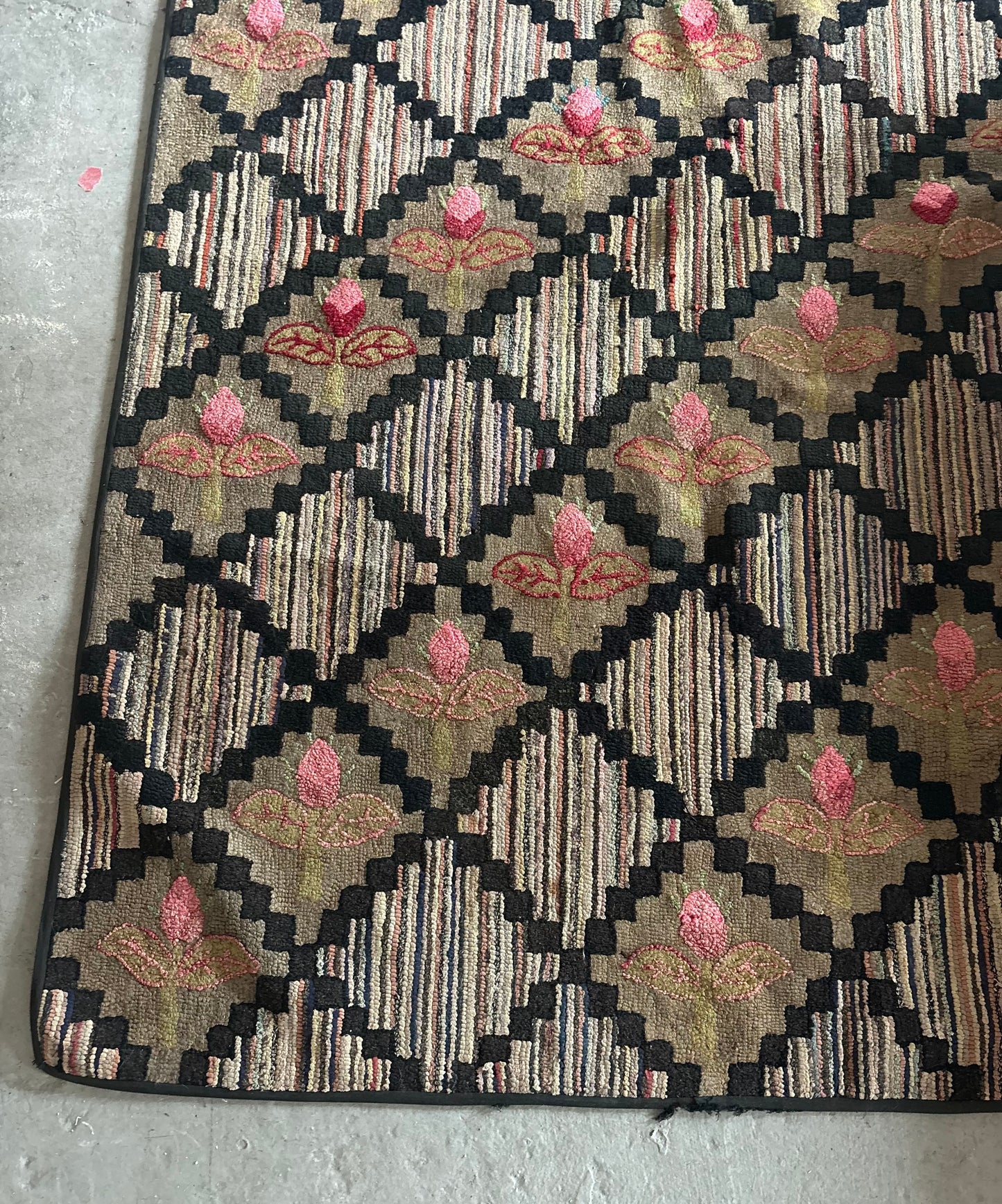 Antique Floral Hooked Rug