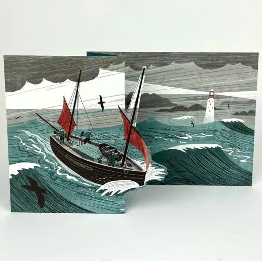 Lugger in a Storm Card