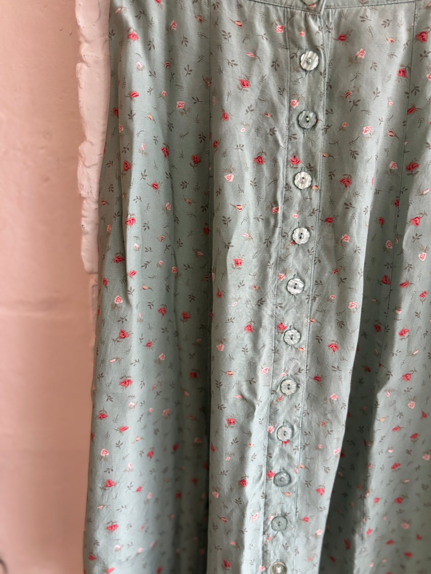 Vintage Floral Button Skirt