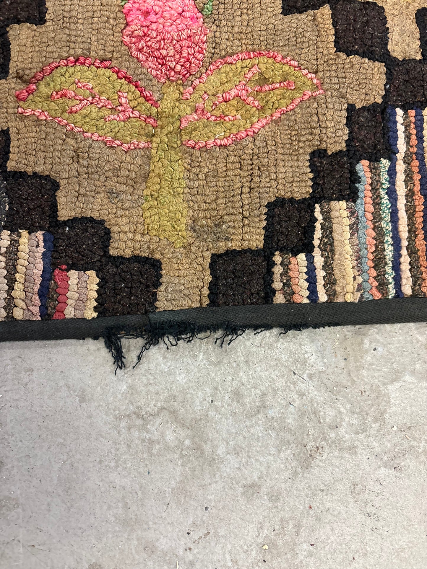 Antique Floral Hooked Rug