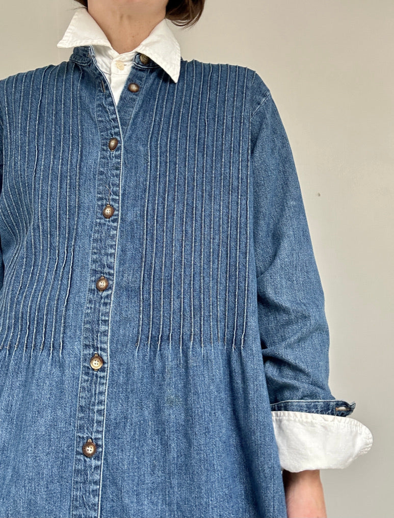 Vintage Denim Pintuck Dress