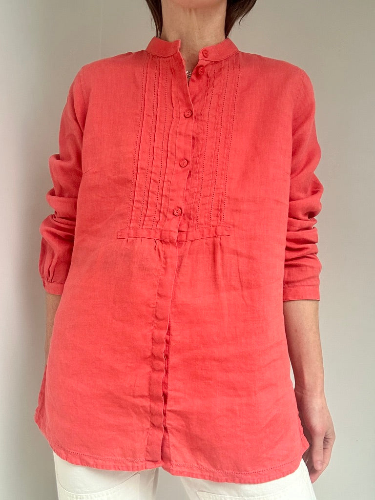Woven Pintuck Melon Blouse