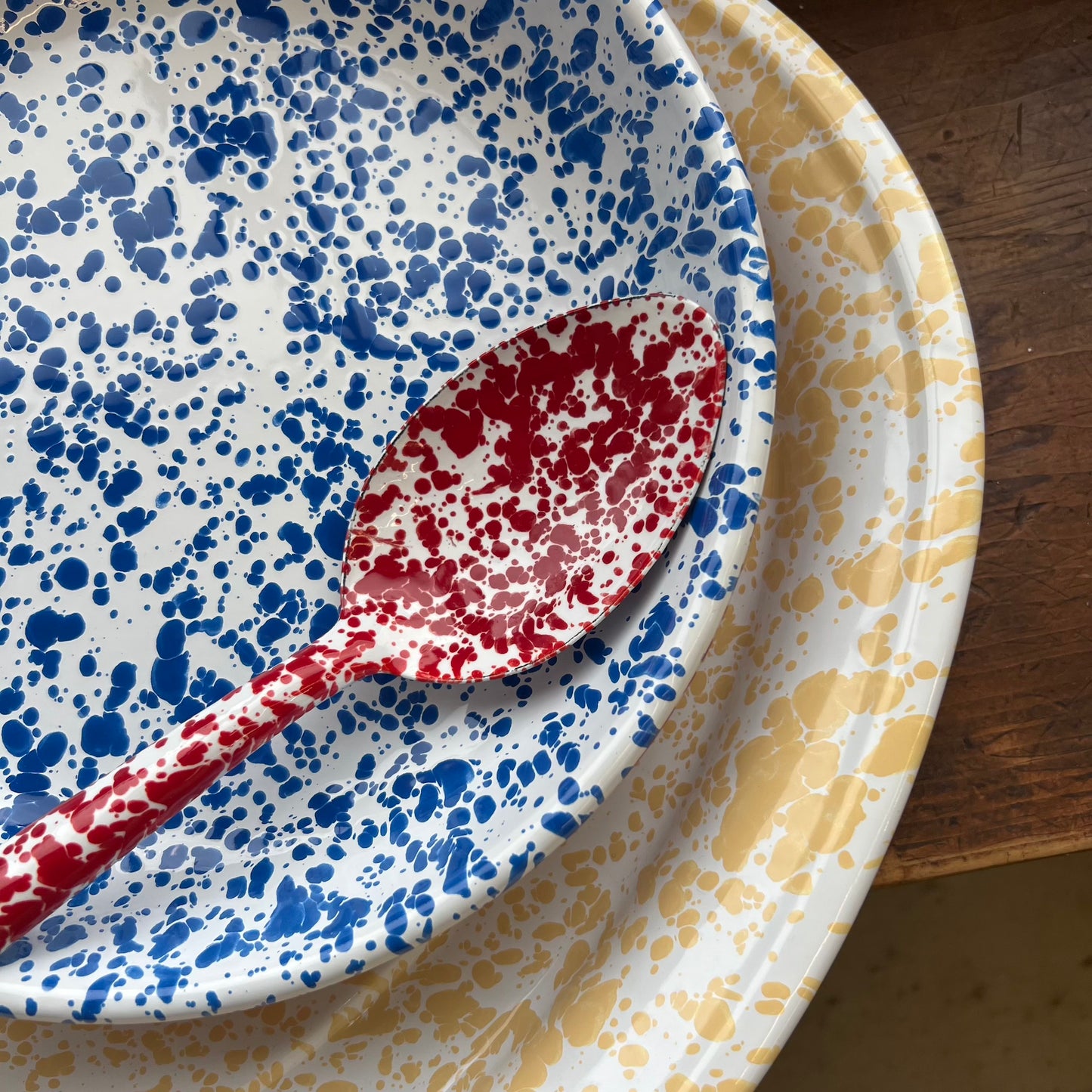 Splatterware Enamel Serving Spoon