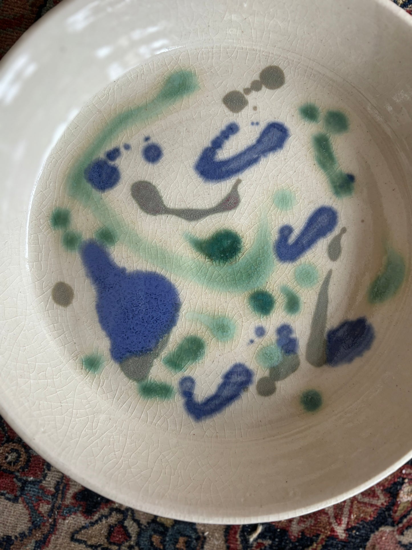 Vintage Splatterware Shallow Bowl