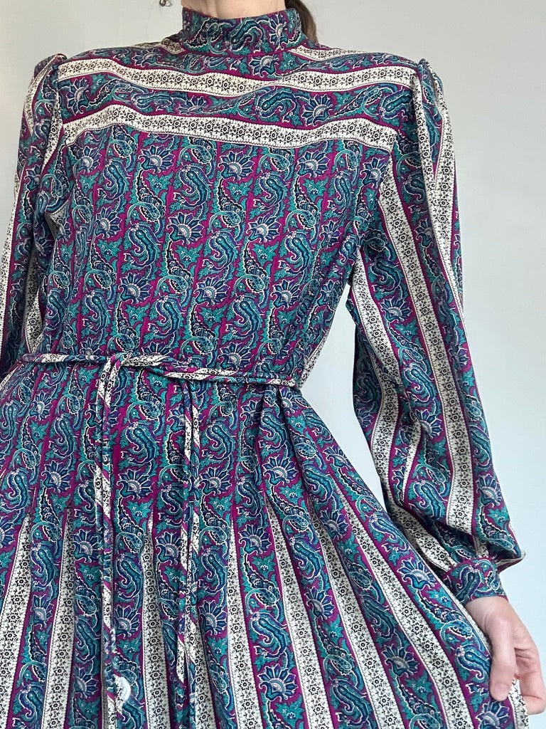 Vintage Paisley Wool Dress