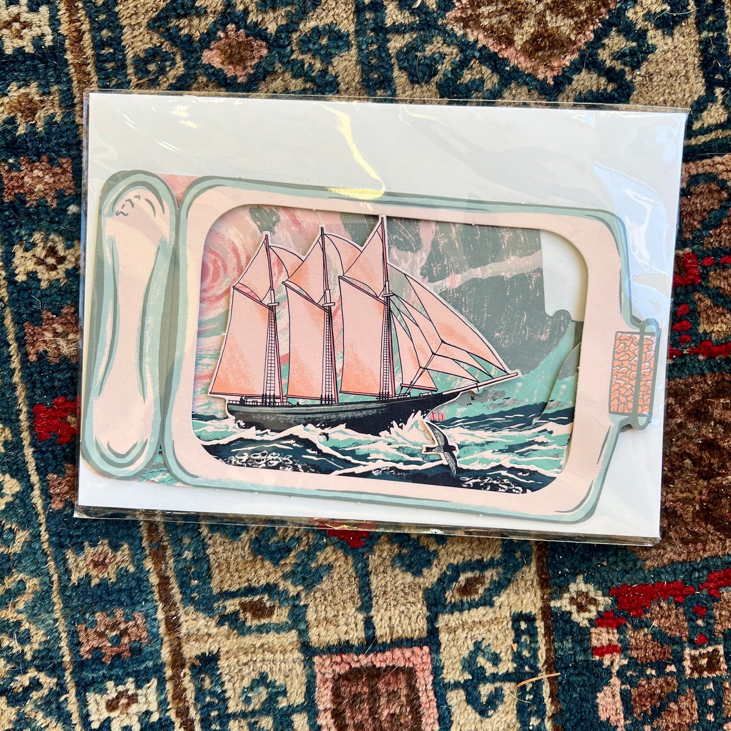 Schooner in a Bottle 3D Card