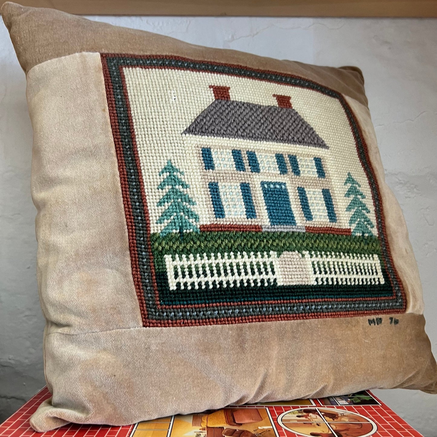 Vintage Needlepoint Home Pillow