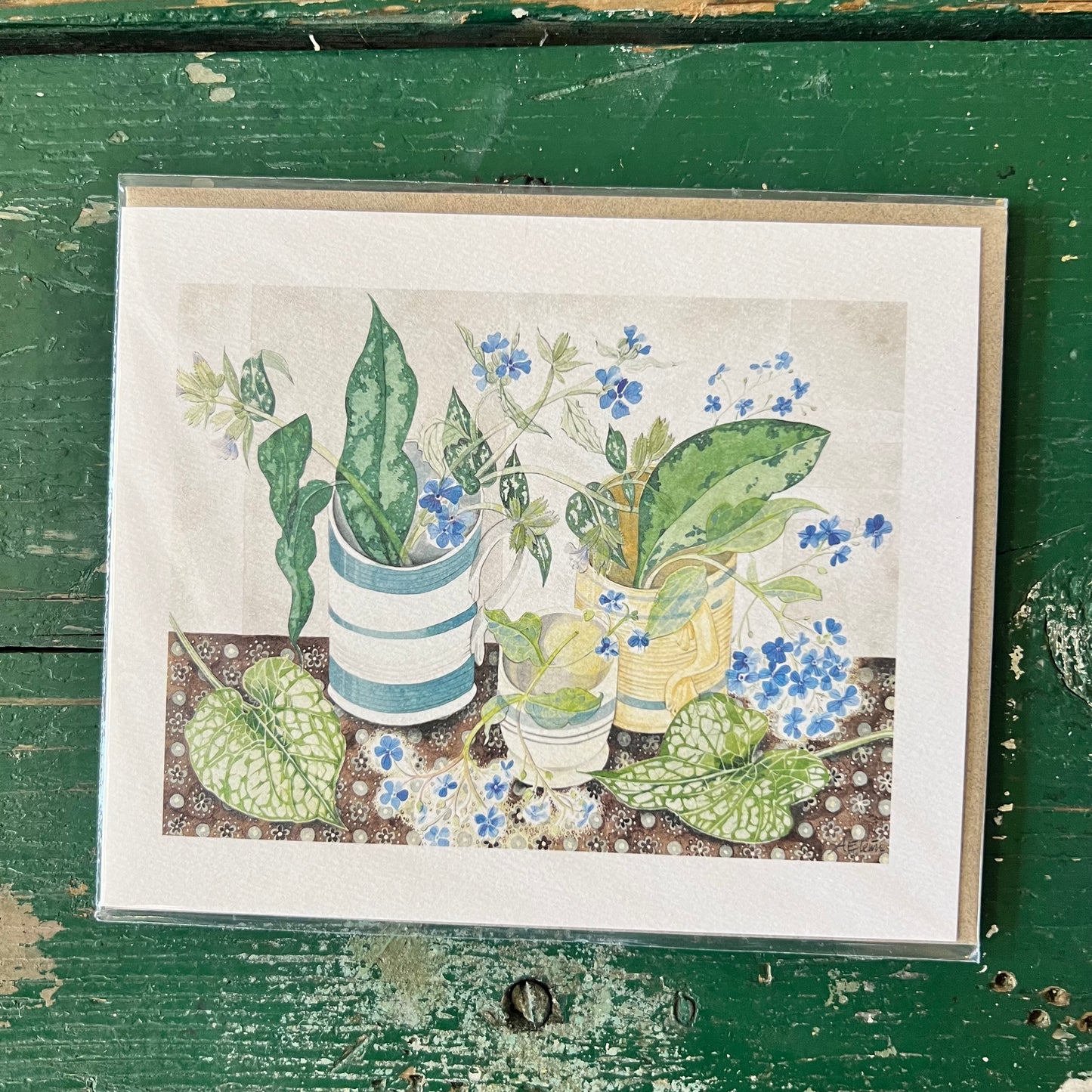 Striped Cups with Spring Flowers Card
