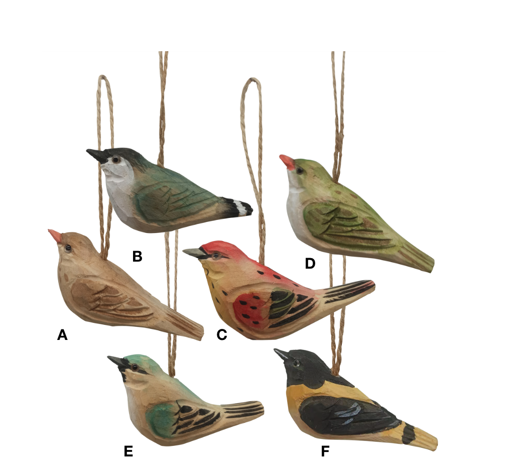 Carved Bird Ornaments