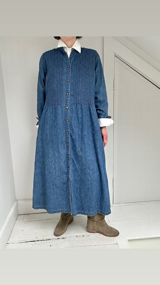 Vintage Denim Pintuck Dress