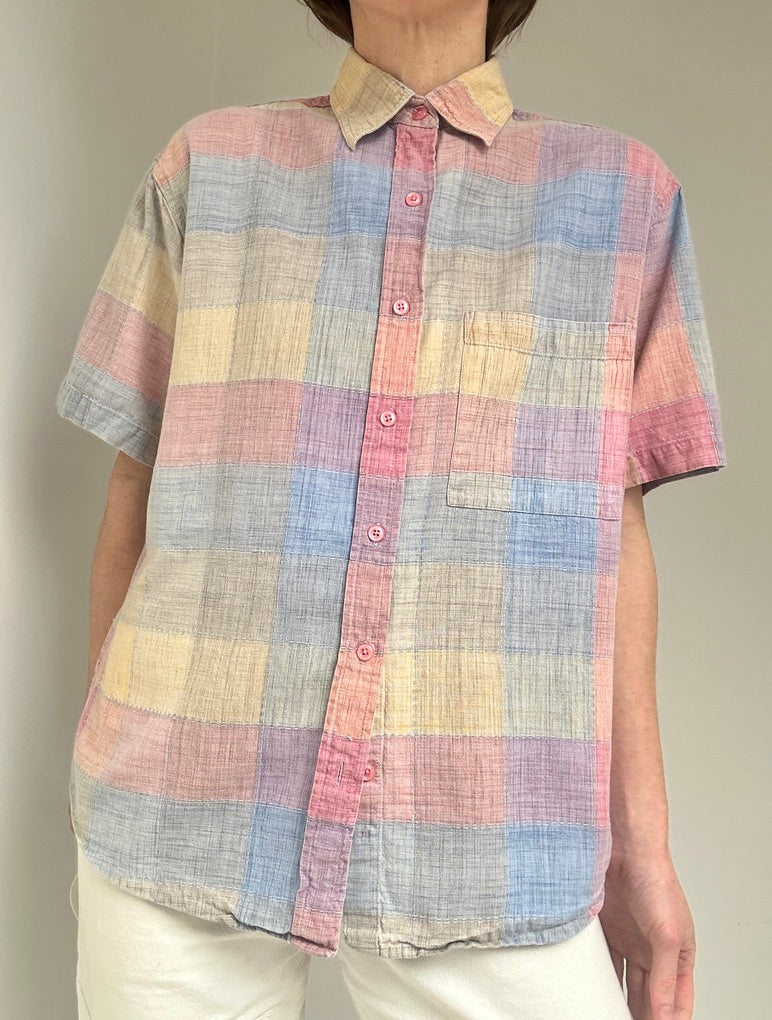 Rainbow Plaid Shortsleeve Shirt