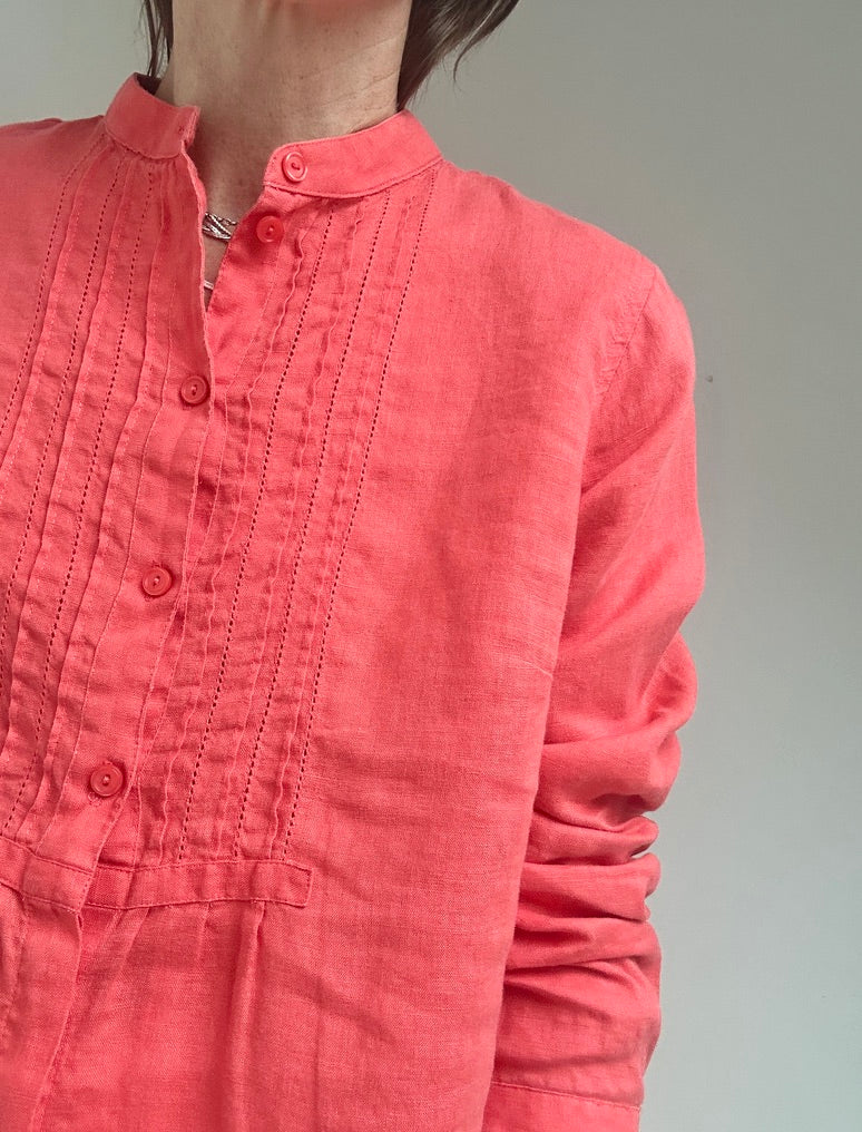 Woven Pintuck Melon Blouse