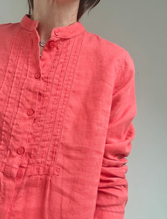 Woven Pintuck Melon Blouse