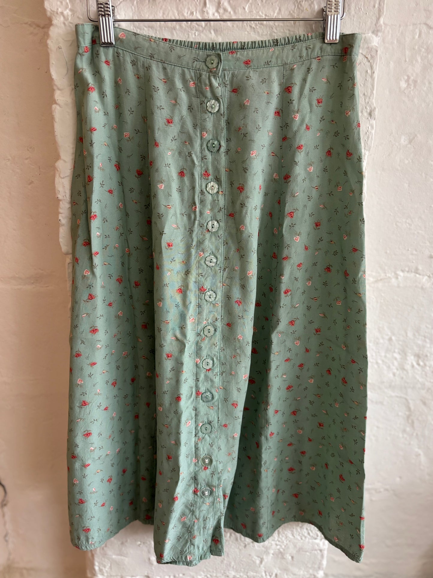 Vintage Floral Button Skirt