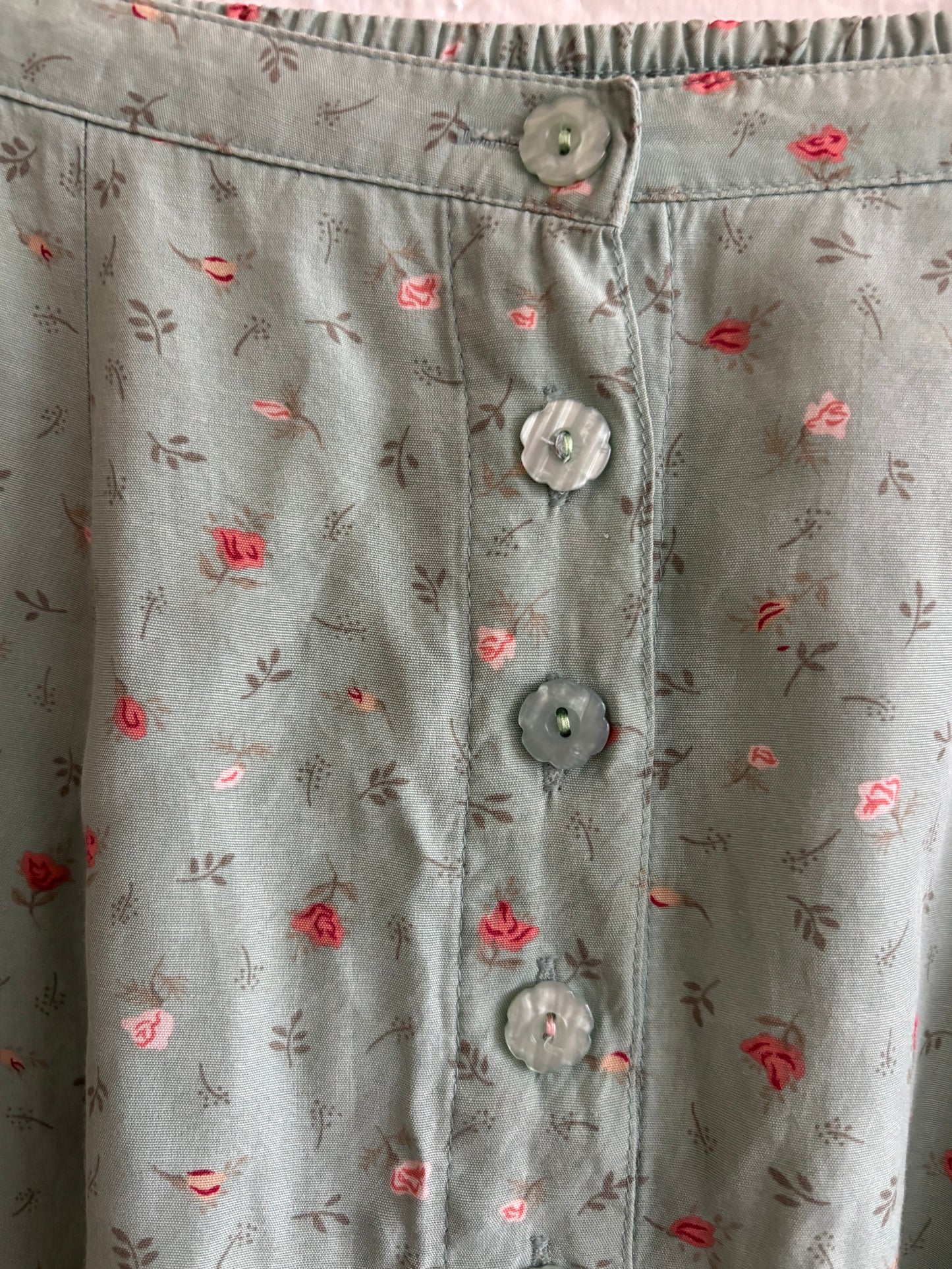 Vintage Floral Button Skirt