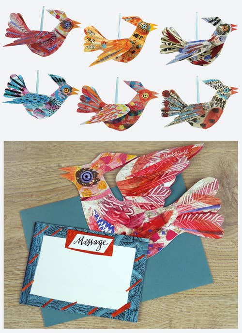 Colorful Hanging Bird Card