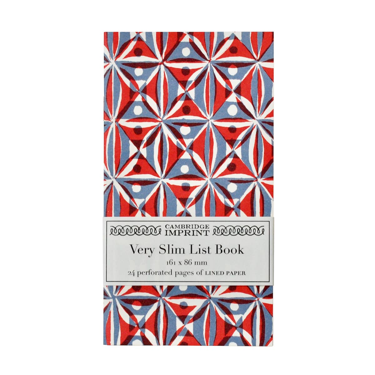 Very Slim List Book Kaleidoscope Red and Blue