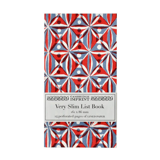Very Slim List Book Kaleidoscope Red and Blue