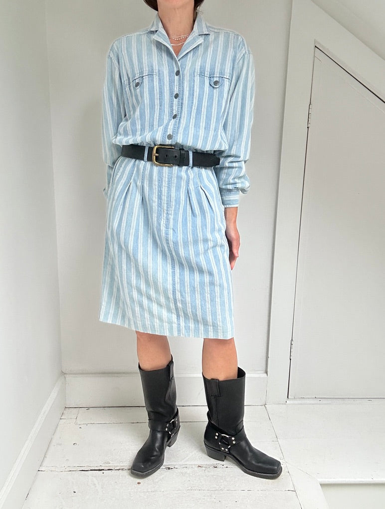 Vintage Shirtwaist Stripe Dress