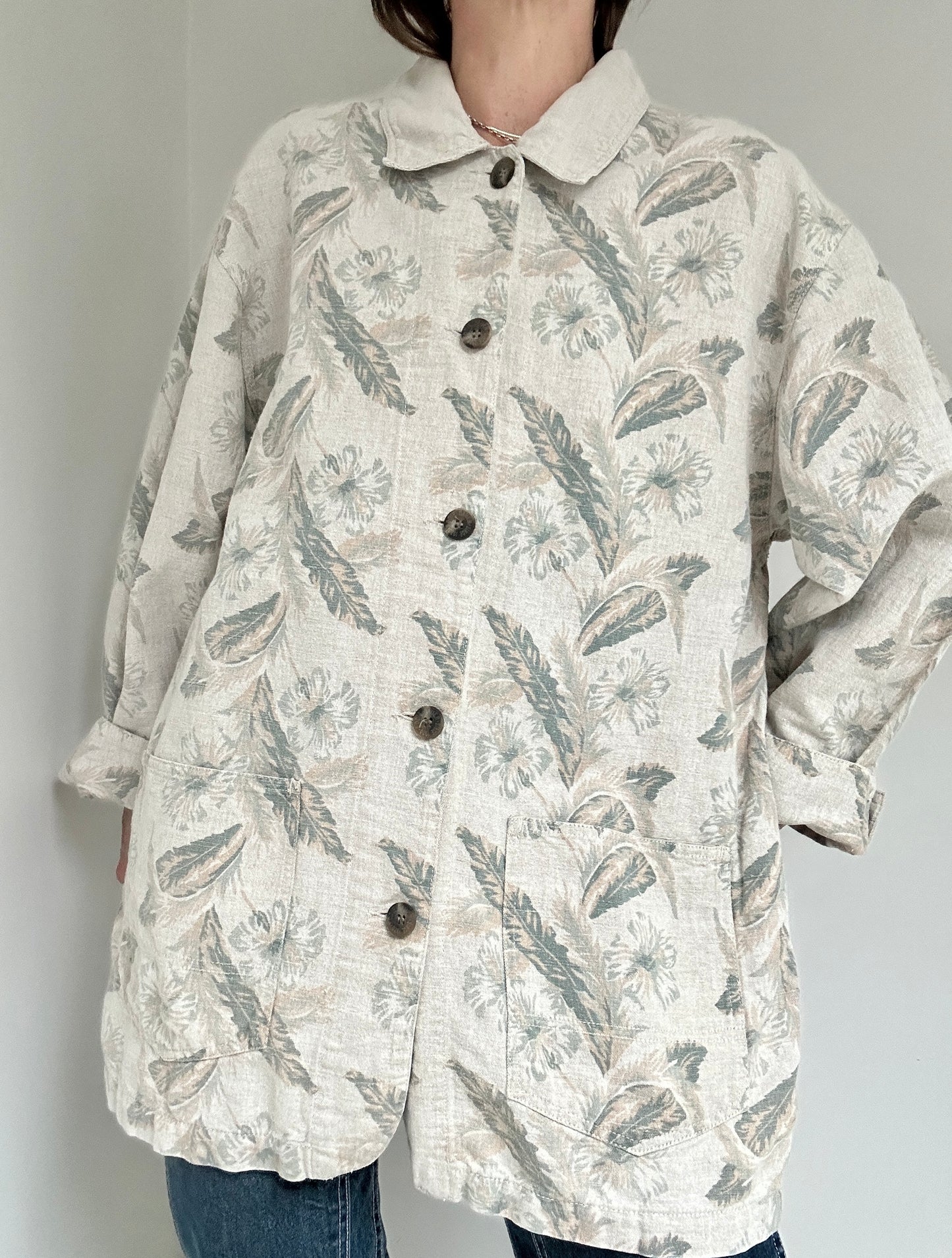 Floral Linen Chore Coat