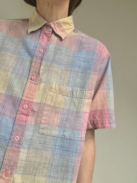 Rainbow Plaid Shortsleeve Shirt