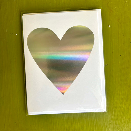 Silver Hologram Heart Card