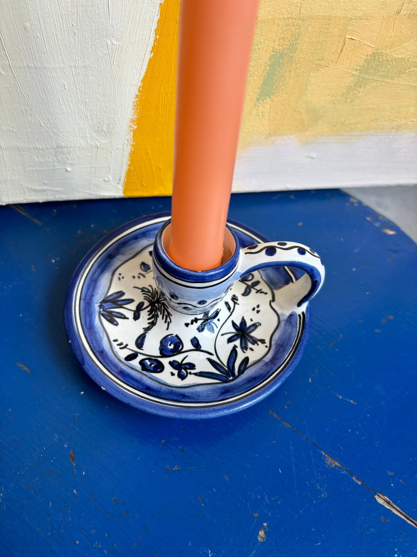 Blue Ceramic Candleholder