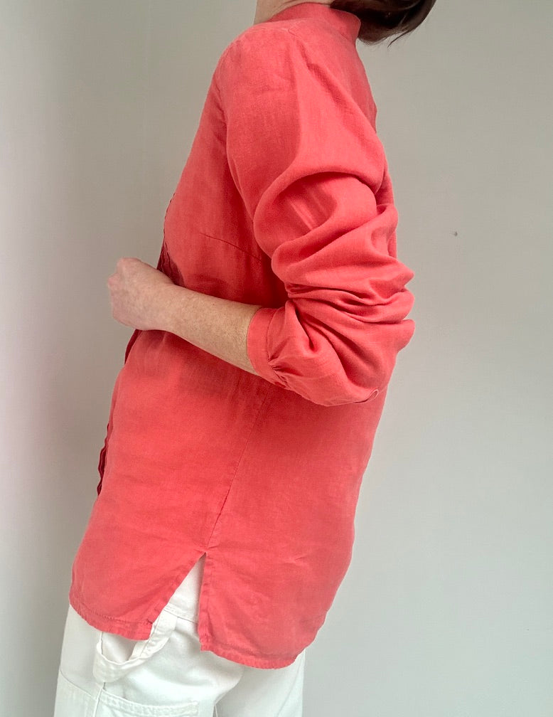 Woven Pintuck Melon Blouse