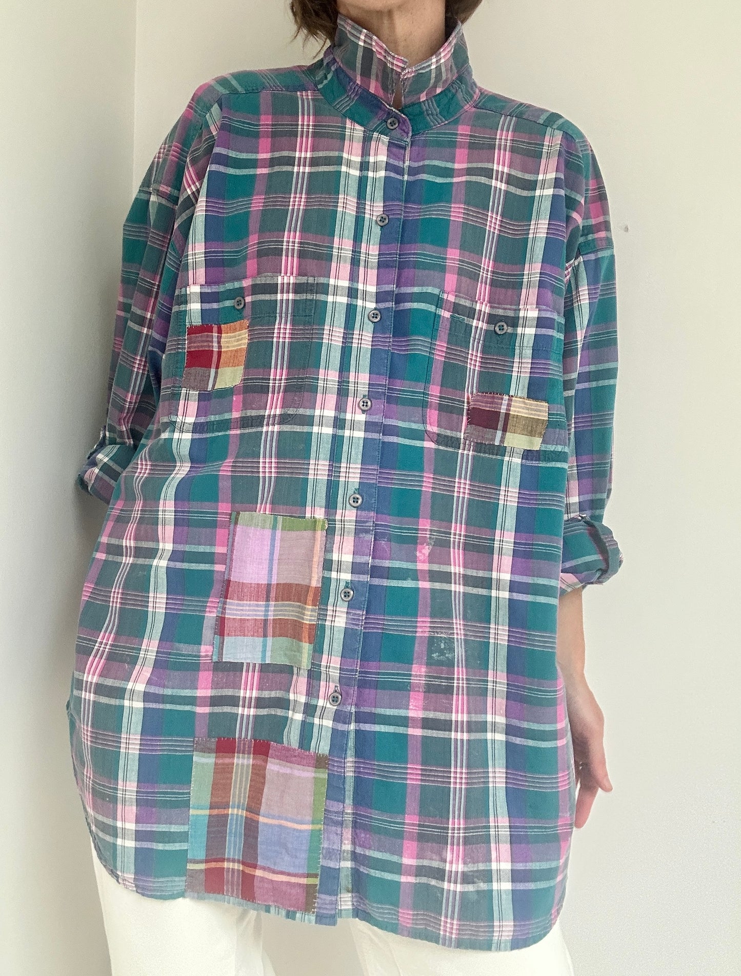 Vintage Patched Plaid Buttondown