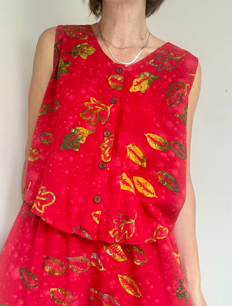 Batik Button Tank