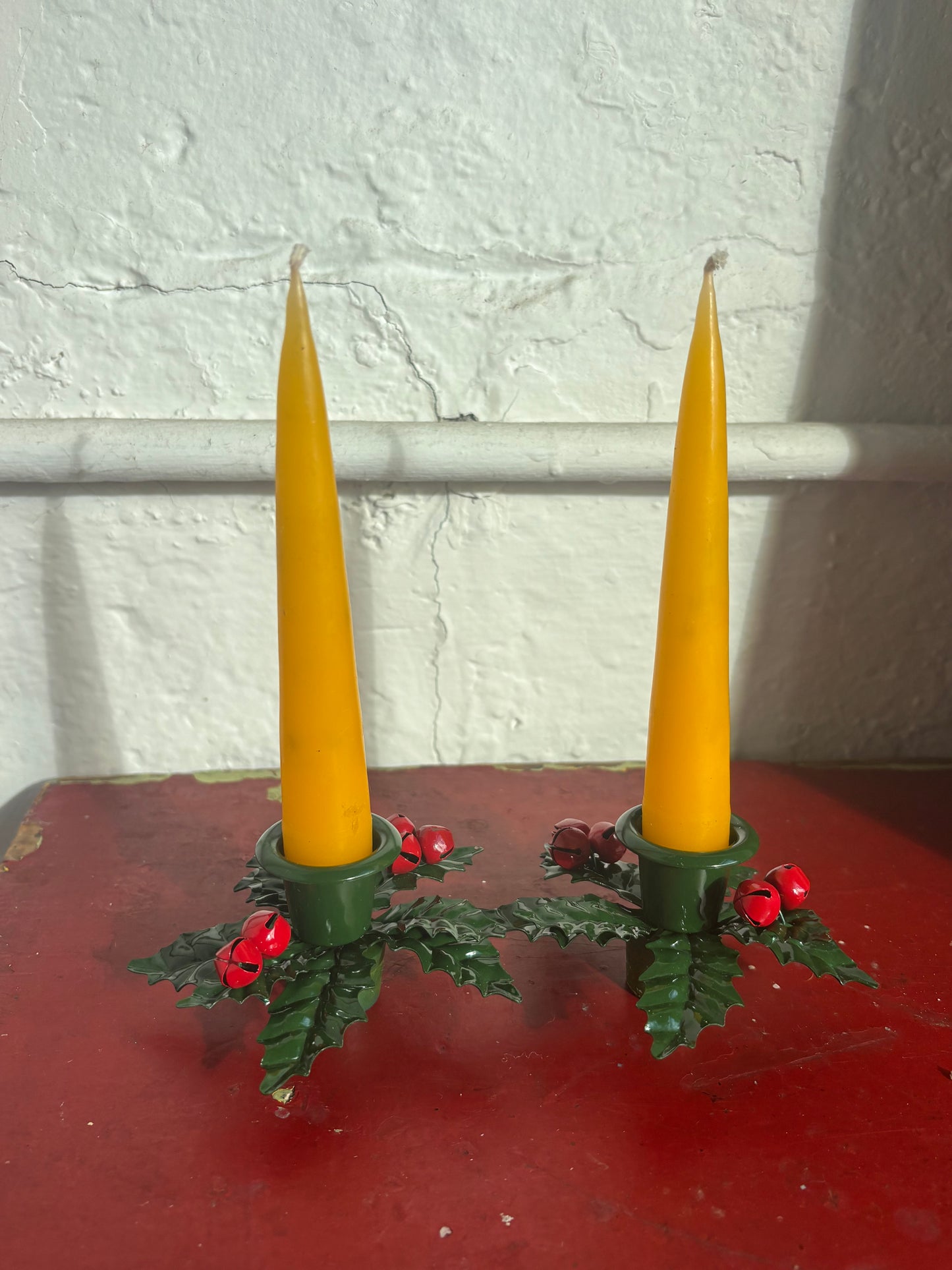 Vintage Holly Candleholder Set