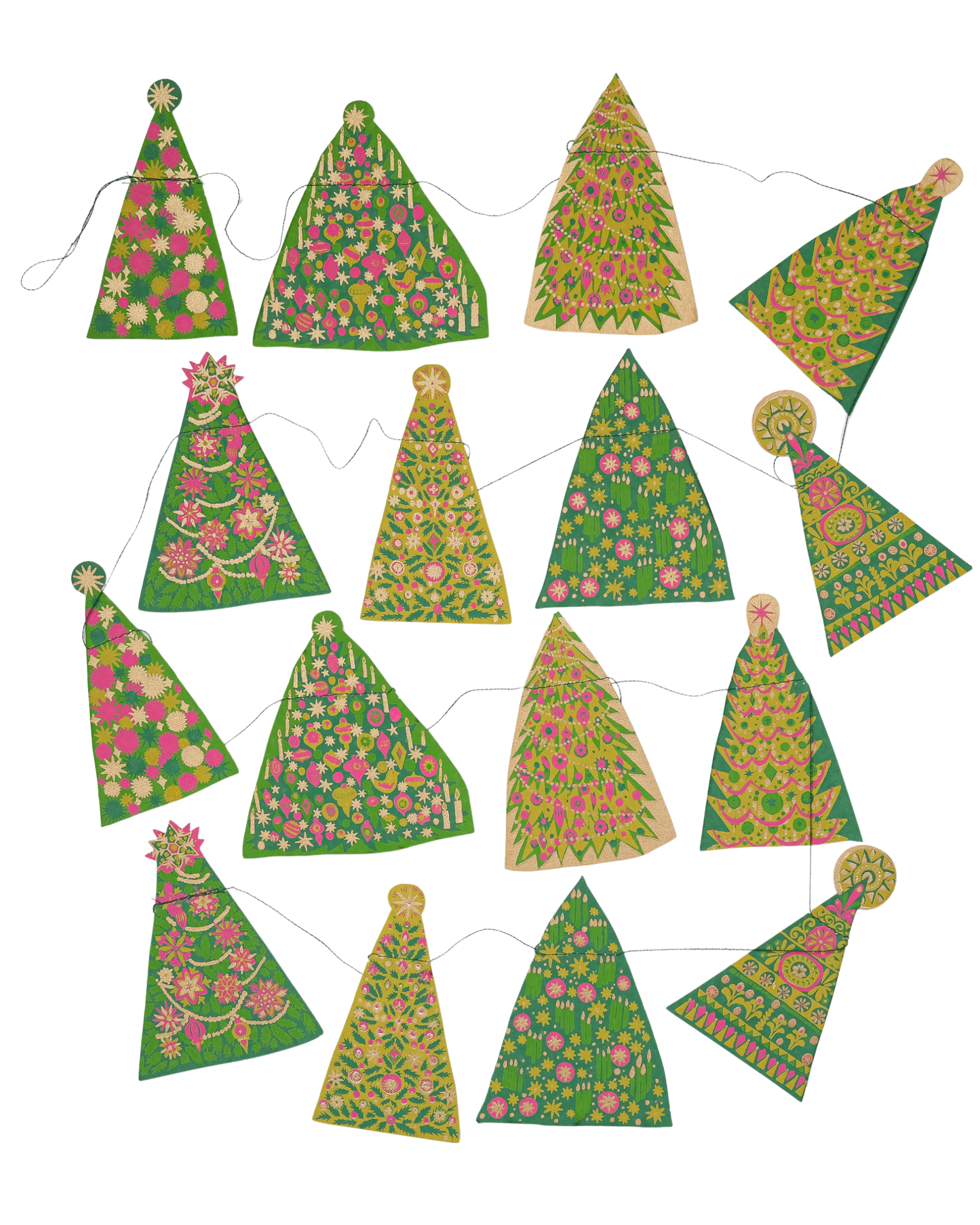 Midcentury Trees Sewn Garland
