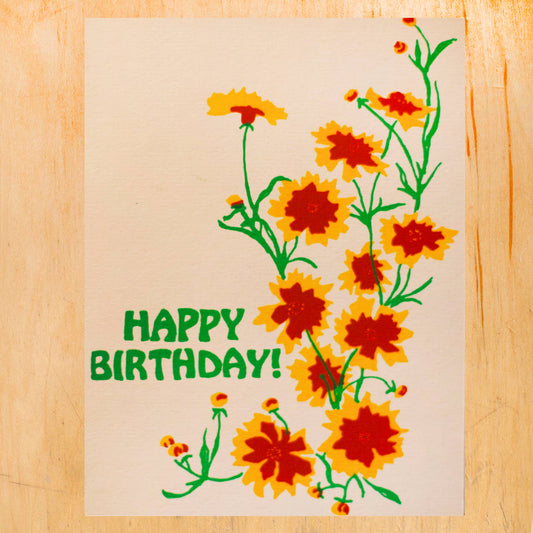 Coreopsis Flower Birthday Card