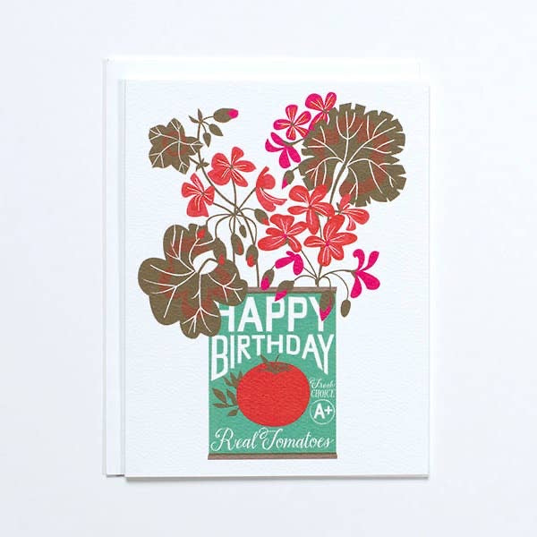 Happy Birthday Flowers Tin Can Card