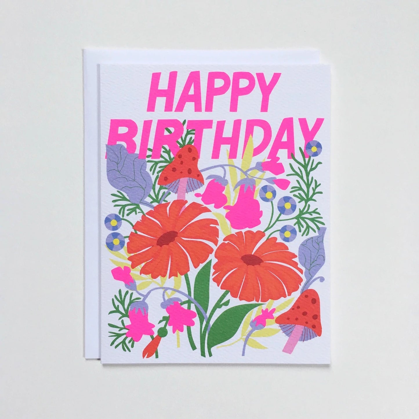 Happy Birthday Mushroom and Florals Card