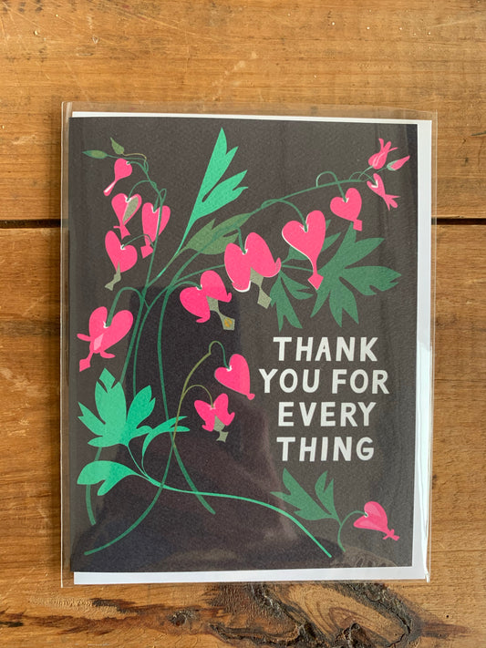 Bleeding Heart Thank You For Everything Card